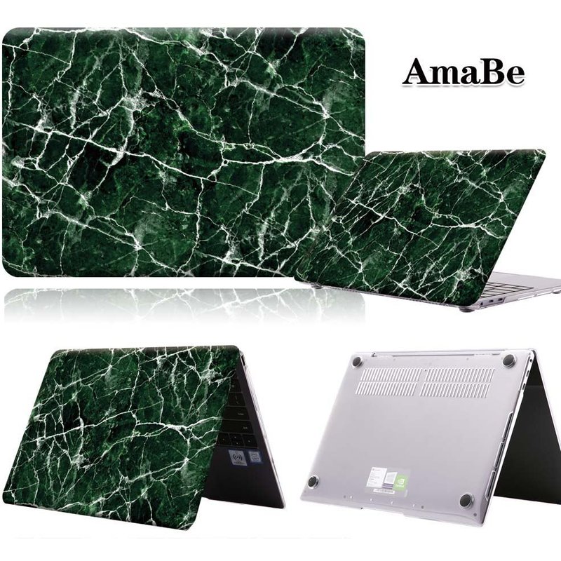 Étui rigide en marbre anti-rayures pour ordinateur portable, coque unisexe pour HUAWEI MateBook - For Magicbook d'honneur 15 - veine blanche en vert