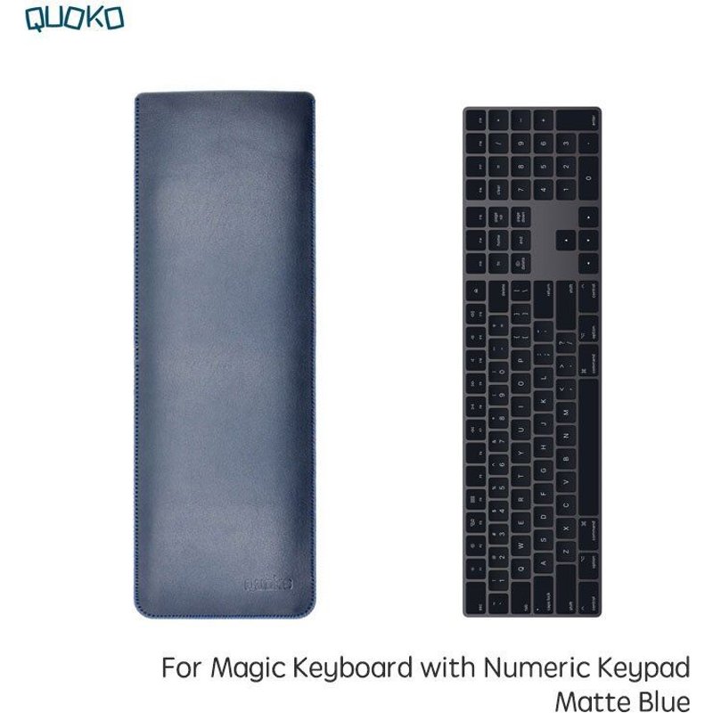 Housse de pochette ultra-fine pour clavier Apple Magic, étui en cuir microfibre pour ordinateur portable avec clavier numérique - Bleu mate