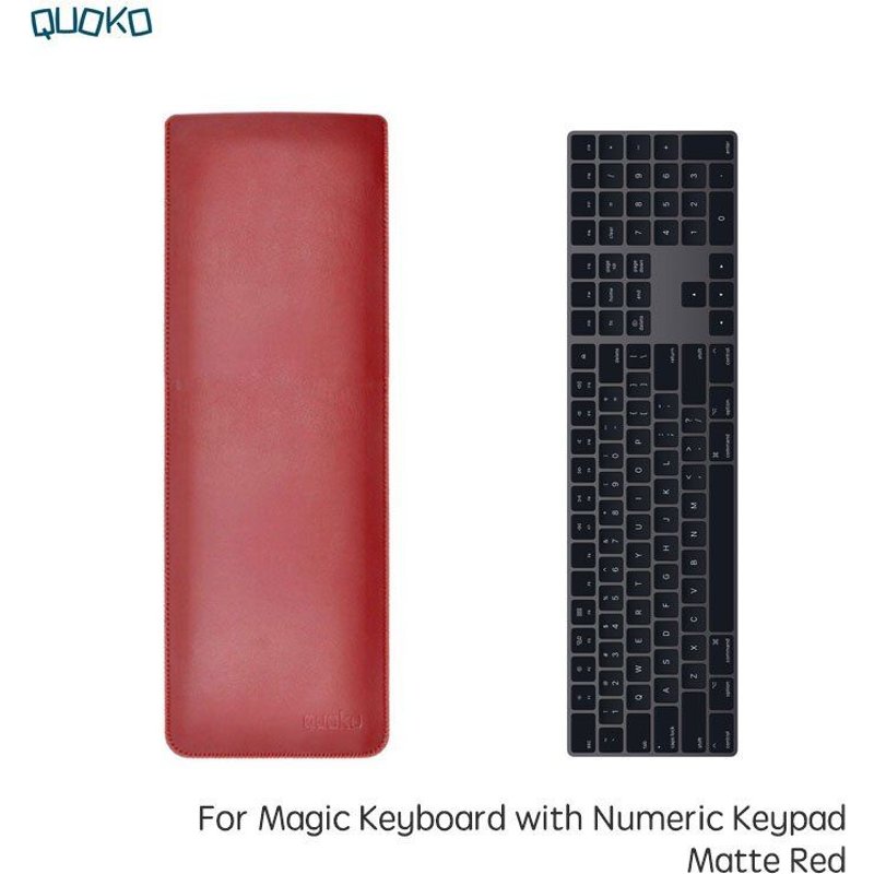 Housse de pochette ultra-fine pour clavier Apple Magic, étui en cuir microfibre pour ordinateur portable avec clavier numérique - Rouge mate