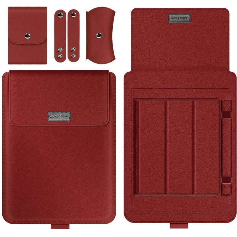 Housse en cuir Pu pour ordinateur portable, étui pour Macbook Air Pro 13 Notebook , housse pour HP Lenovo Huawei ASUS - For 15 pouces - rouge