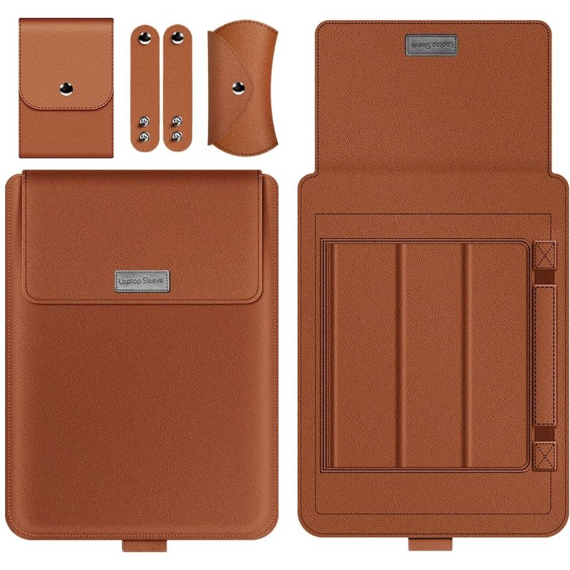 Housse en cuir Pu pour ordinateur portable, étui pour Macbook Air Pro 13 Notebook , housse pour HP Lenovo Huawei ASUS - For 17 pouces - brun