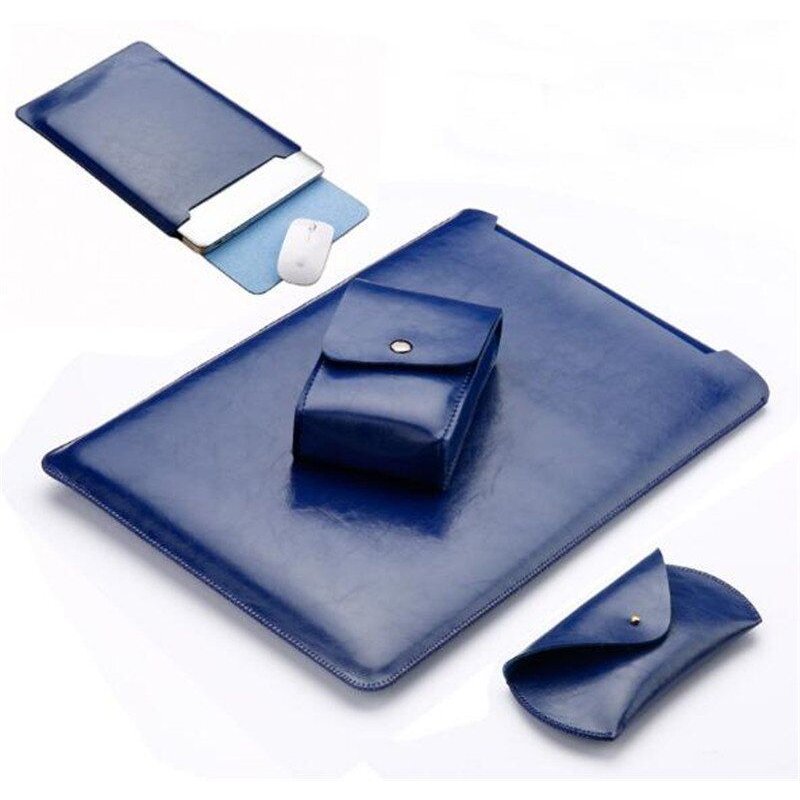 Pochette étanche en cuir pour ordinateur portable, étui pour macbook air pro - For Pour PRO 13 - CrazyHorseBlue 4sets