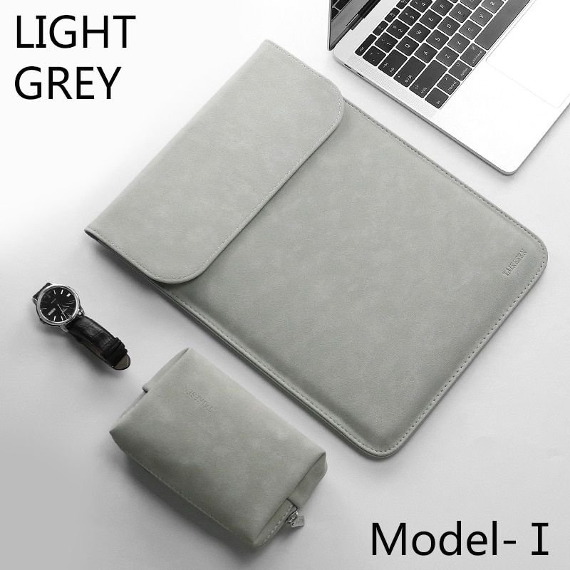 Pochette pour ordinateur portable, housse de protection, sacoche texture de velours, avec fermeture à magnet, résistant à l'eau, pour Macbook Air Pro Retina, Huawei Matebook Shell, - For Pour la surface 15 pouces - Gris clair 1