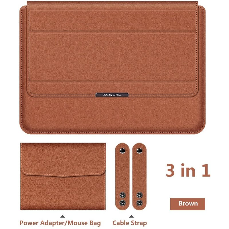 Sacoche en cuir PU pour ordinateur portable, compatible avec MacBook Air Pro - For 11 12 pouces - brun