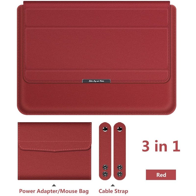 Sacoche en cuir PU pour ordinateur portable, compatible avec MacBook Air Pro - For 11 12 pouces - rouge