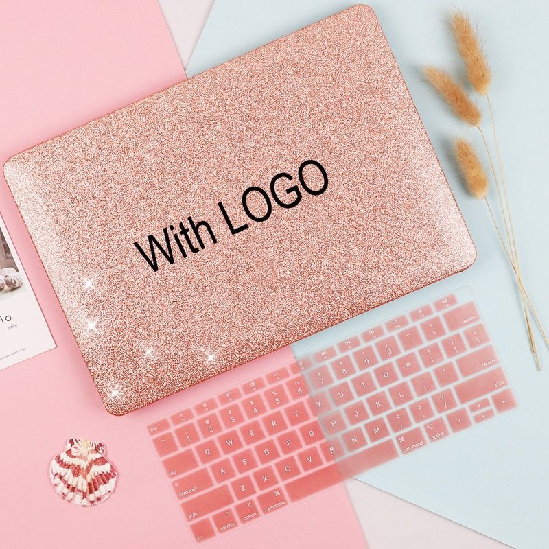Coque plastique brillante rigide pour MacBook - For AIR13 (A1466 A1369) - Glitter rose coupée