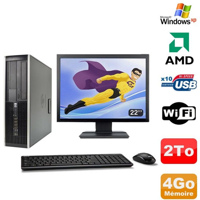 Lot PC HP Compaq 6005 Pro SFF AMD 3GHz 4Go 2To Graveur WIFI Windows Xp + 22