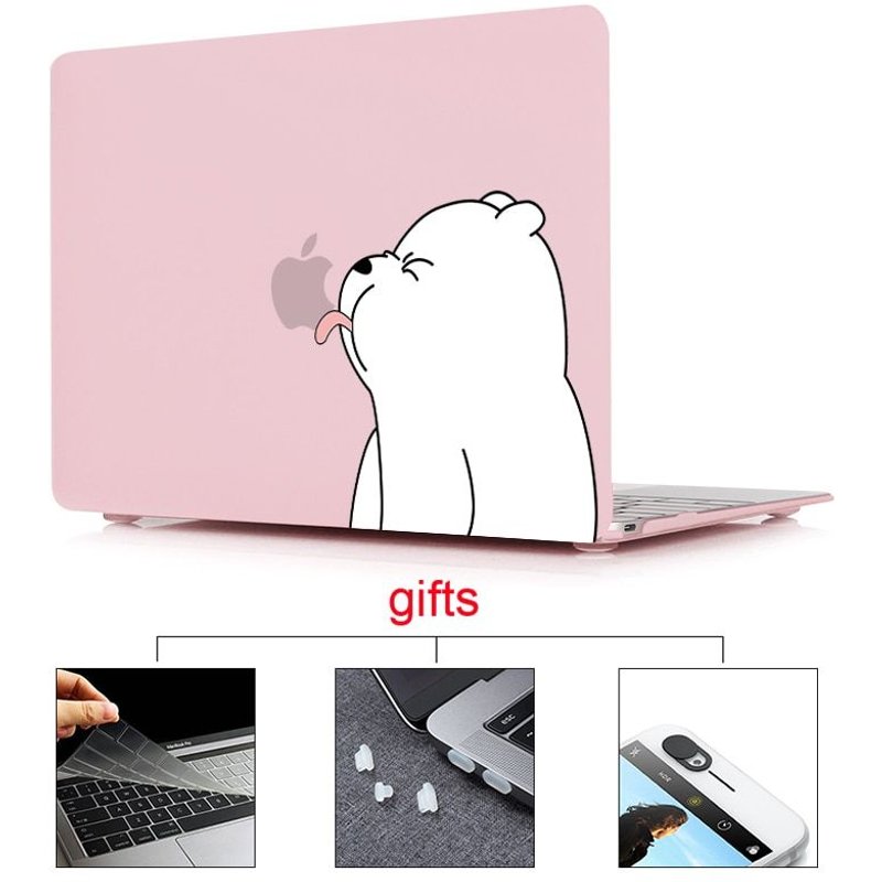 coque pour Macbook Pro Air Retina avec Touch Bar, dessin animé mignon, ours, housse pour ordinateur portable - For M1 Chip Air 13 A2337 - Mat nouveau rose