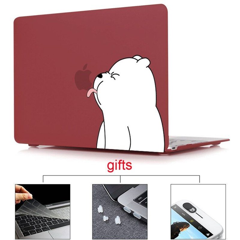 coque pour Macbook Pro Air Retina avec Touch Bar, dessin animé mignon, ours, housse pour ordinateur portable - For Pro A1708 Notouchbar - Vin de vin mat