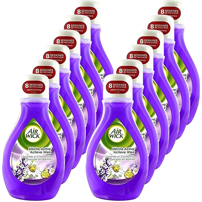Airwick Désodorisants Mèche Active Lavande et Camomille Flacon de 375 ml, Lot de 12