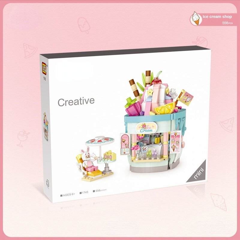 Boîte De Couleur - Mini Magasin De Crème Glacée Avec Vue De Rue, Blocs De Construction De Maison, Boutique De Figurines D'amis, Briques D'architecture, Jouets Pour Enfants, Cadeaux