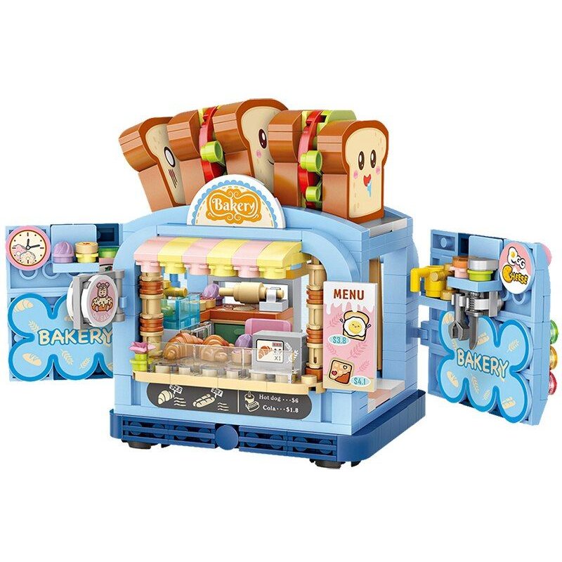 Boulangerie - Blocs De Construction De Magasin De Crème Glacée, Mini Ville, Vue De Rue, Maison, Magasin De Pain, Briques D'architecture, Jouets Pour Enfants, Cadeaux