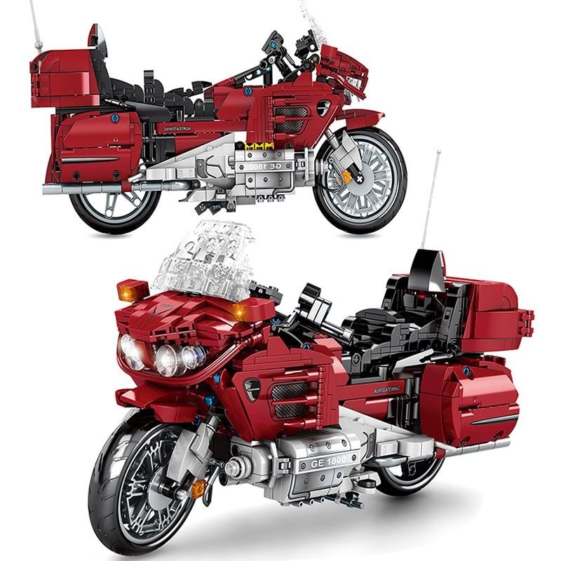 Sans Boîte D'origine - Blocs De Construction Moto Rouge, Kit Expert Technique, Modèle De Locomotive, Briques De Construction, Jouets Pour Garçons, Cadeaux D'anniversaire