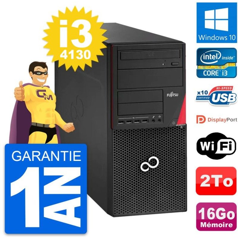 PC Tour Fujitsu Esprimo P920 Core i3-4130 RAM 16Go Disque 2To Windows 10 Wifi
