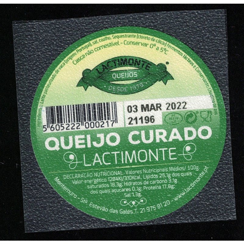 Portugal Étiquette Ronde Queijo Curado Lactimonte Fromage Affiné