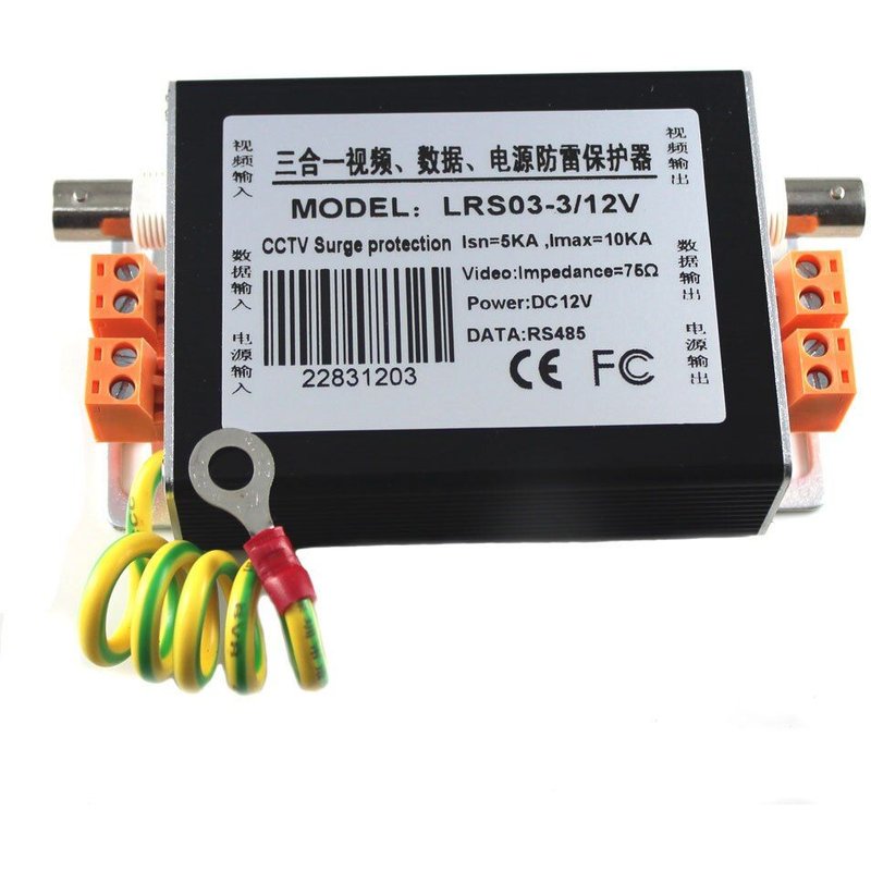 Autre Dispositif de Protection contre les surtensions 3 en 1, BNC + données RS485 + alimentation 220V 12V/24V, dispositif d'éclairage CCTV 1 pièces Nipseyteko