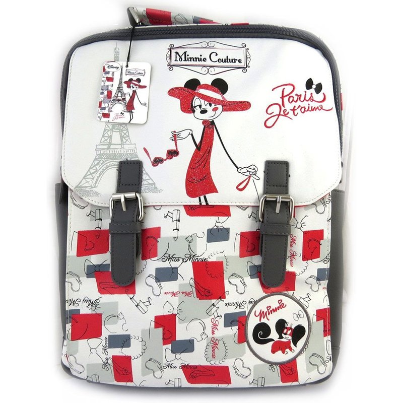 Sac à dos 'Minnie' blanc rouge gris (38x29x9. 5 cm) spécial ordinateur