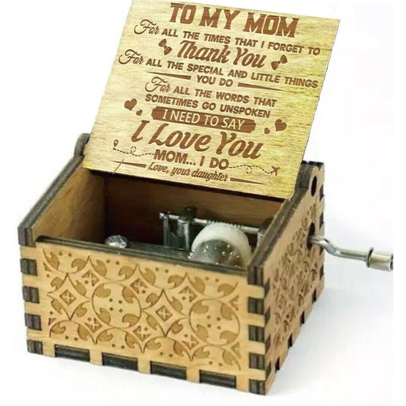 Boîte à musique fille à maman, merci je t'aime, boîte à musique gravée, décoration Vintage, meilleur cadeau pour votre mère H99F