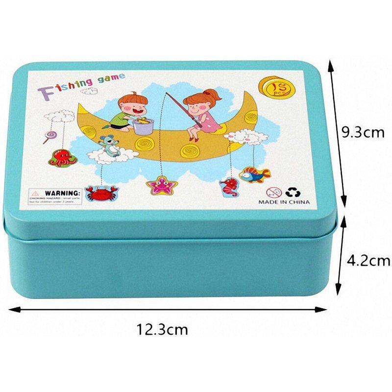 Boîte En Fer De Pêche En Bois, 15 Pièces, Jouet Bébé, Cognition Animale, Jouet Éducatif Interactif Parent-Enfant, Jeu Pour Enfants