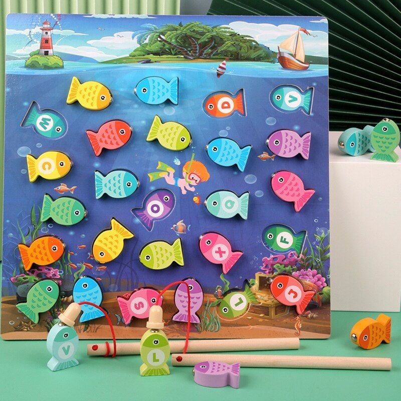 Planche De Pêche Magnétique En Bois Pour Enfants, Jouet Éducatif Montessori, Alphabet Et Nombres, Blocs De Jeu, Jouet Pour Bébé, Apprentissage Précoce, Pour Filles
