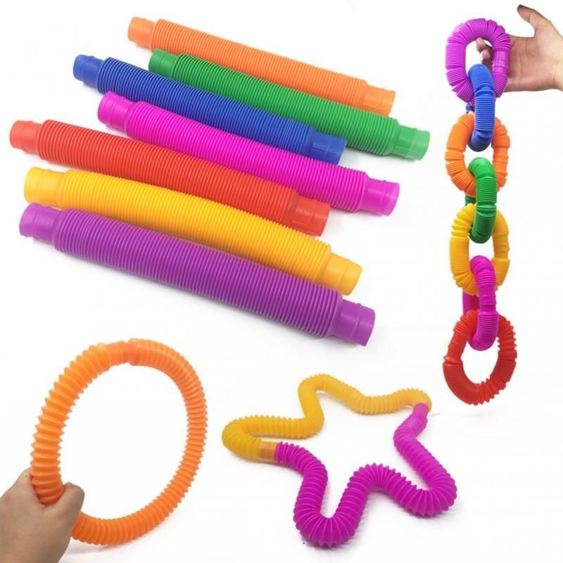 Jouet De Décompression De Ventilation Pour Enfants, Soufflet Télescopique, Jouets Sensoriels, Tube Extensible De Couleur Amusant Et Variable