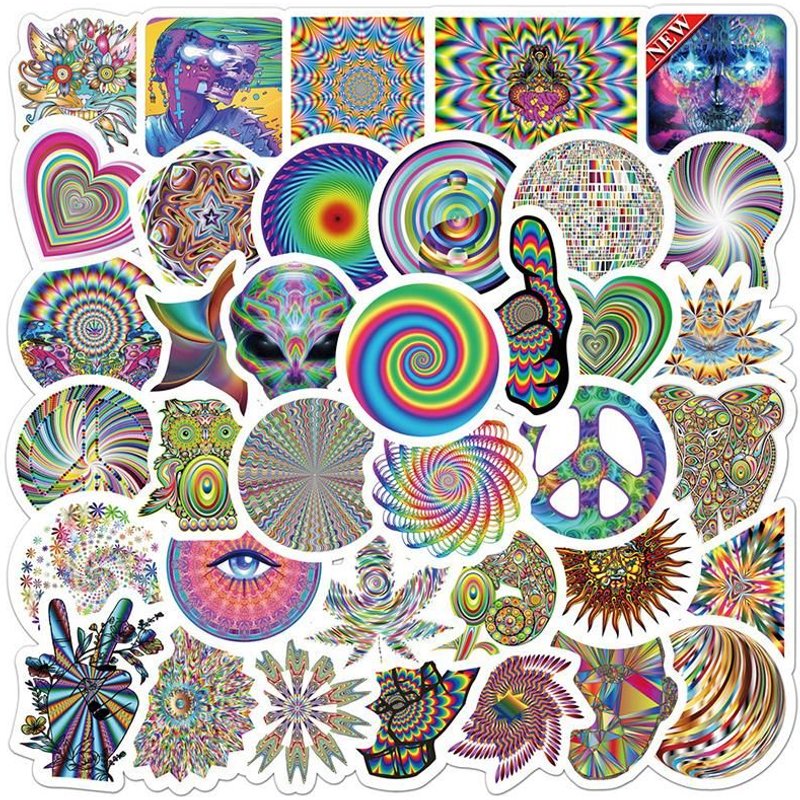 Autocollants Graffitis Colorés Psychédélique, Étiquette Esthétique, Étanche, Pour Ordinateur Portable, Guitare, Bagages, Voiture, Cool, Jouet Pour Enfant, 50 Pièces