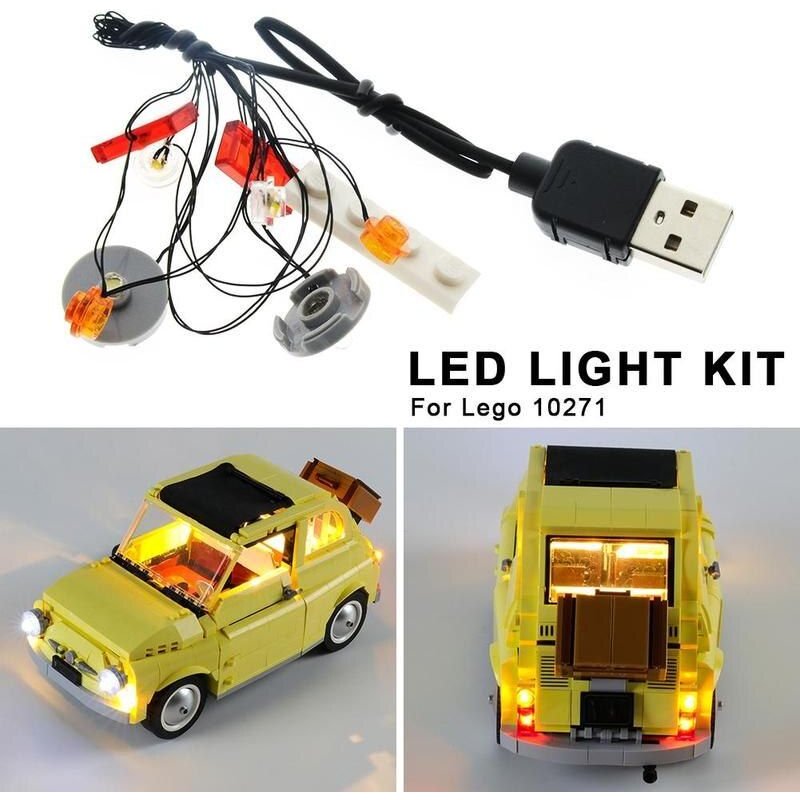 Kit d'éclairage led pour voiture FIAT 10271, 500, à monter soi-même, blocs de construction de voitures de course, jouets, cadeaux uniquement