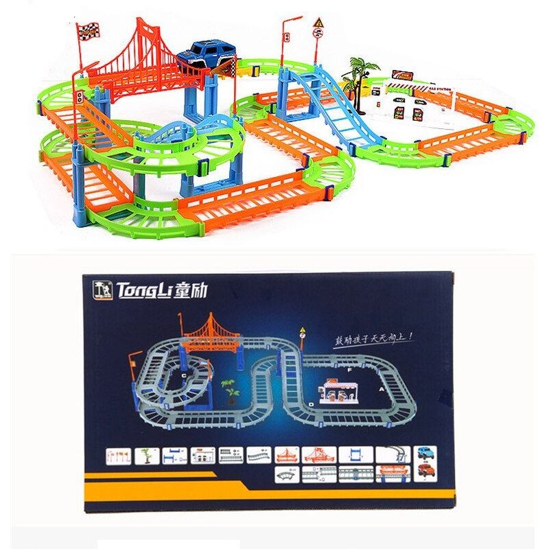 Voiture de course de chemin de fer à monter soi-même, ensemble de jeu de voiture de course de chemin de fer, pliage Flexible, assemblage de Flash électrique, voiture de Train, jouet éducatif pour garç