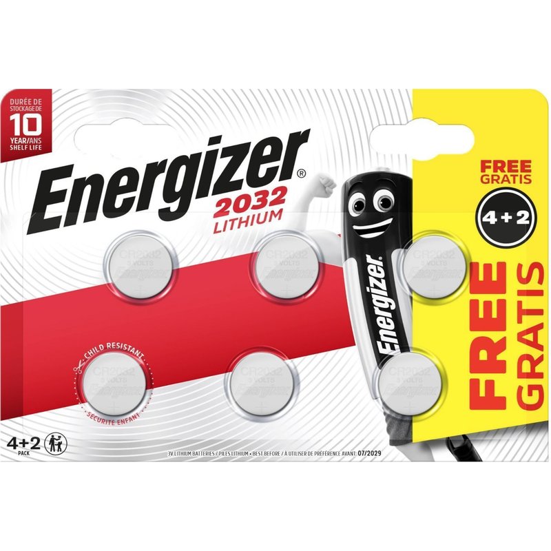 ENERGIZER 2032 LITHIUM PACK SET LOT PILE BATTERIE MONTRE JOUET JEUX RÉVEIL TÉLÉCOMMANDE 4 + 2 GRATIS PRO COMASOUND KARTEL CSK ONLINE