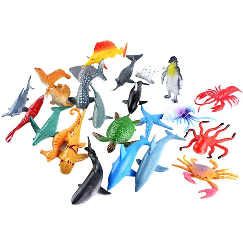 24 figurines d'animaux marins en caoutchouc souple, jouets en Pvc pour enfants
