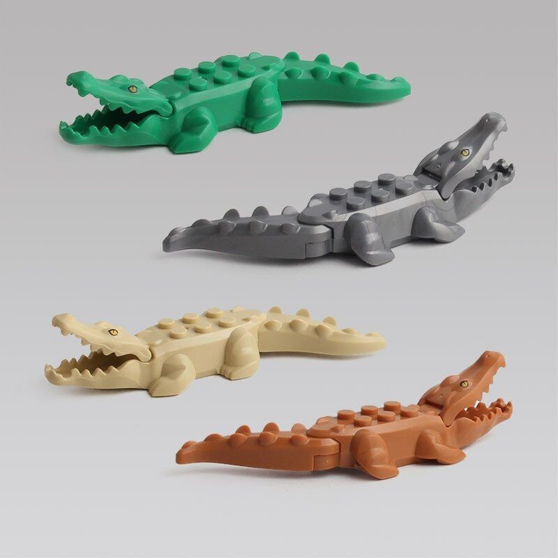 Blocs De Construction Animaux De Zoo, 4 Pièces, Figurines De Ville, Requin, Girafe, Ours, Accessoires, Action Éducative Pour Enfants, Modèle De Jouets, Cadeau
