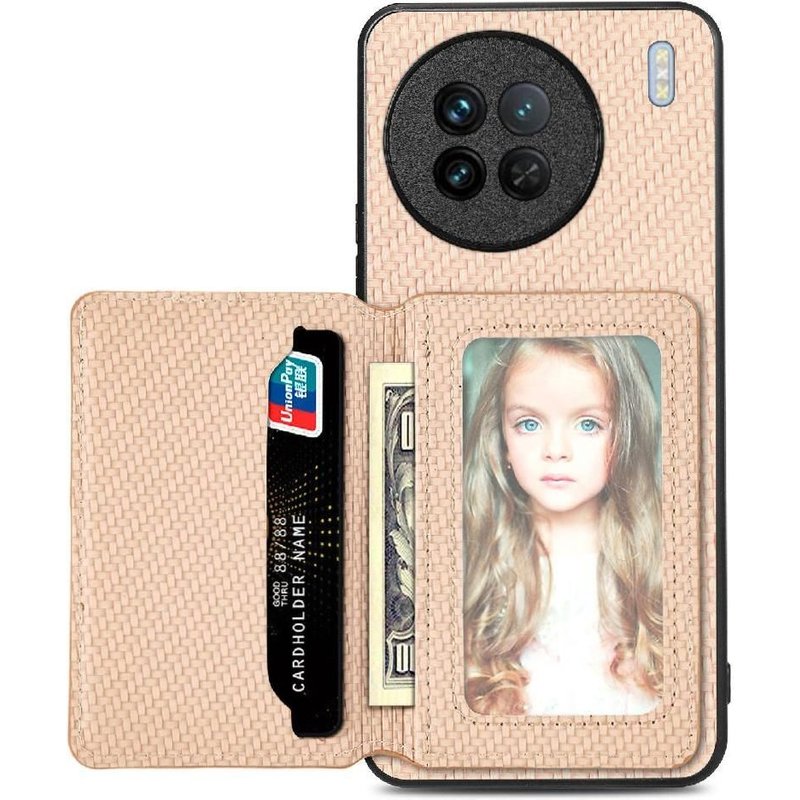 Étui Pour VIVO X90 Fonction De Support Blocage RFID Support De Carte Magnétique Sécurité Complète De La Caméra - Couleur kaki