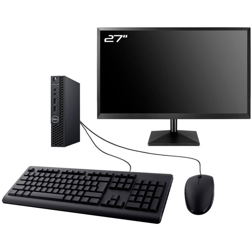 PC Dell Optiplex 3060 Micro Ecran 27" Intel I7-8700T RAM 32Go SSD 2To W11 Wifi