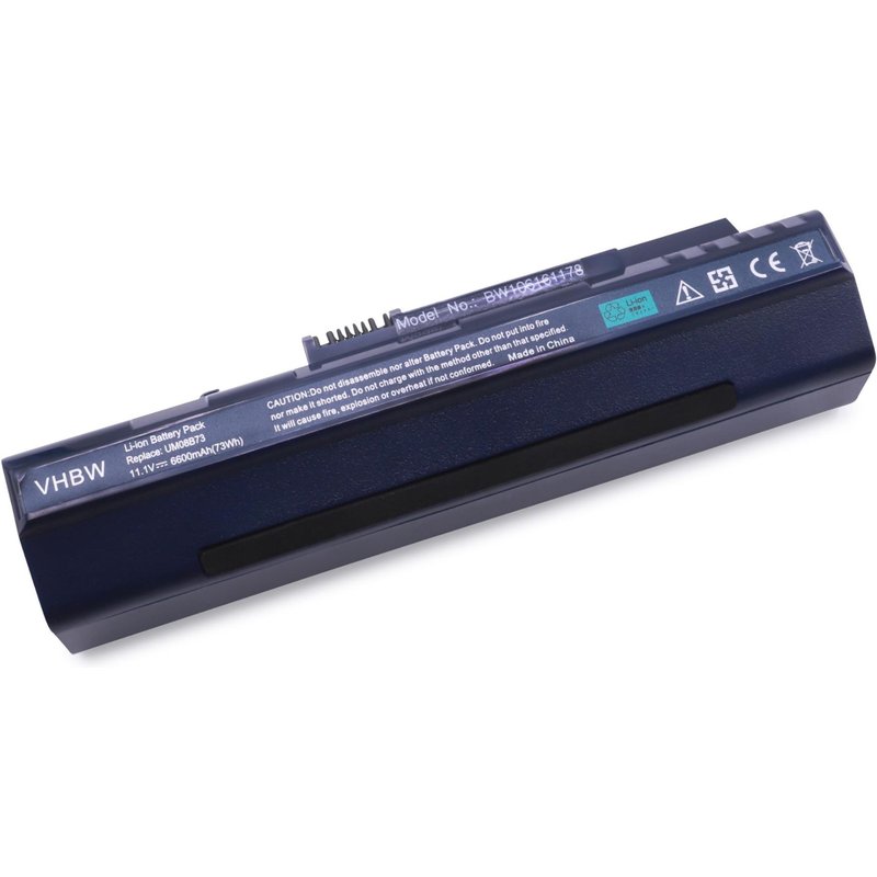 vhbw Batterie remplacement pour Acer BT.00607.040 pour ordinateur portable Notebook (6600mAh, 11,1V, Li-ion)