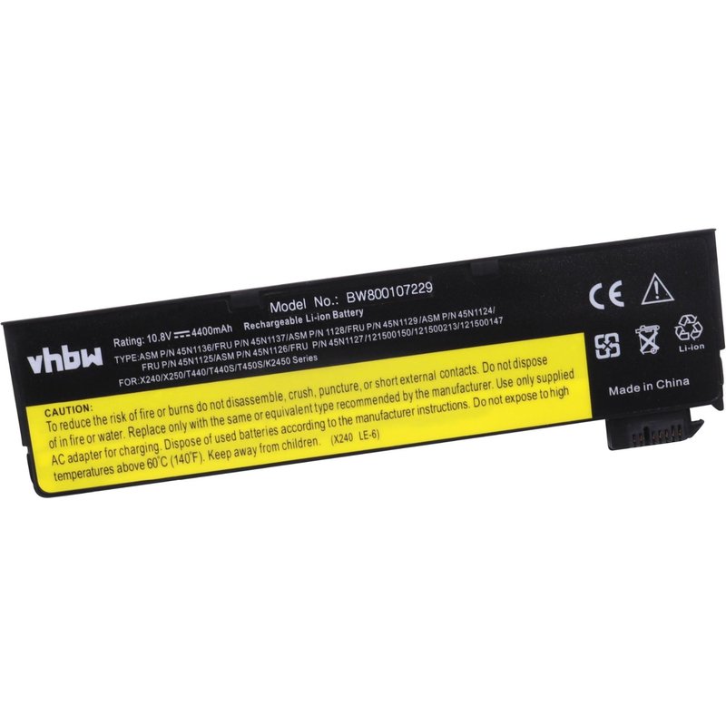 vhbw batterie remplace Lenovo L12L3P53, L12M6Z53, L14M6F01, L14S6F01, SB10F46471, SB10F46472 pour laptop (4400mAh, 11,1V, Li-Ion, noir)