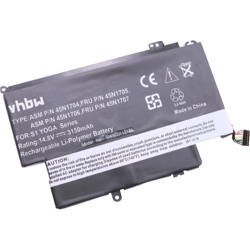 vhbw Batterie compatible avec Lenovo ThinkPad Yoga 12 (20DK-K000KAU) ordinateur portable Notebook (3150mAh, 14,8V, Li-polymère)