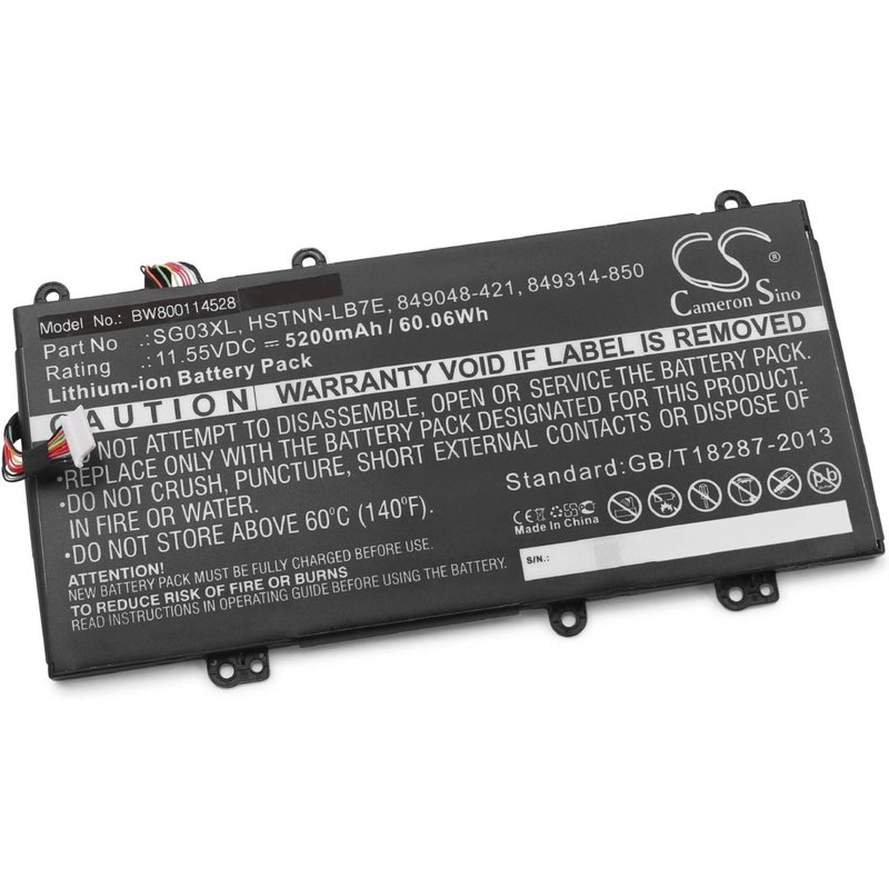 vhbw Batterie remplacement pour HP 849315-850, 849315-856, HSTNN-LB7E, HSTNN-LB7F pour ordinateur portable Notebook (5 200mAh, 11,55V, Li-ion)