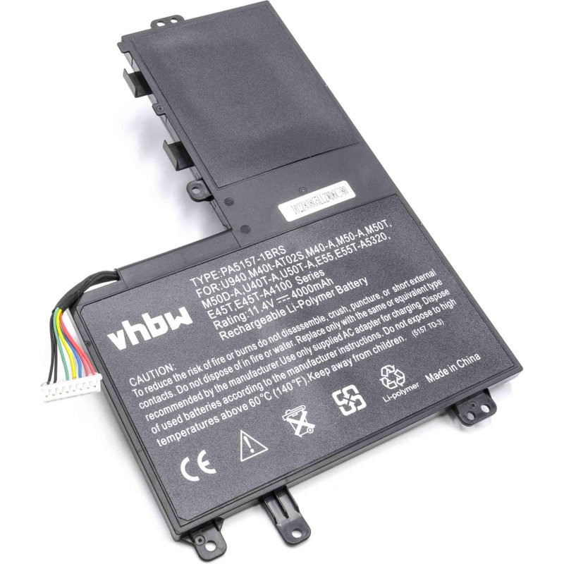 vhbw Batterie compatible avec Toshiba Satellite U50T-A-10e, U50T-A-10H, U940 ordinateur portable Notebook (4000mAh, 11,4V, Li-polymère)
