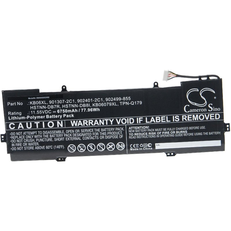 vhbw Batterie compatible avec HP Spectre x360 15-BL195NZ, 15-DF0002NA, 15-DF0008NC ordinateur portable Notebook (6750mAh, 11.55V, Li-polymère)