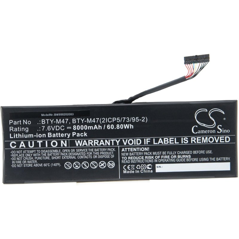 vhbw Batterie compatible avec MSI GS40 6QD Phantom, GS40 6QE, GS40-6QE, GS40 6QE (Phantom)-027 ordinateur portable Notebook (8000mAh, 7,6V, Li-ion)