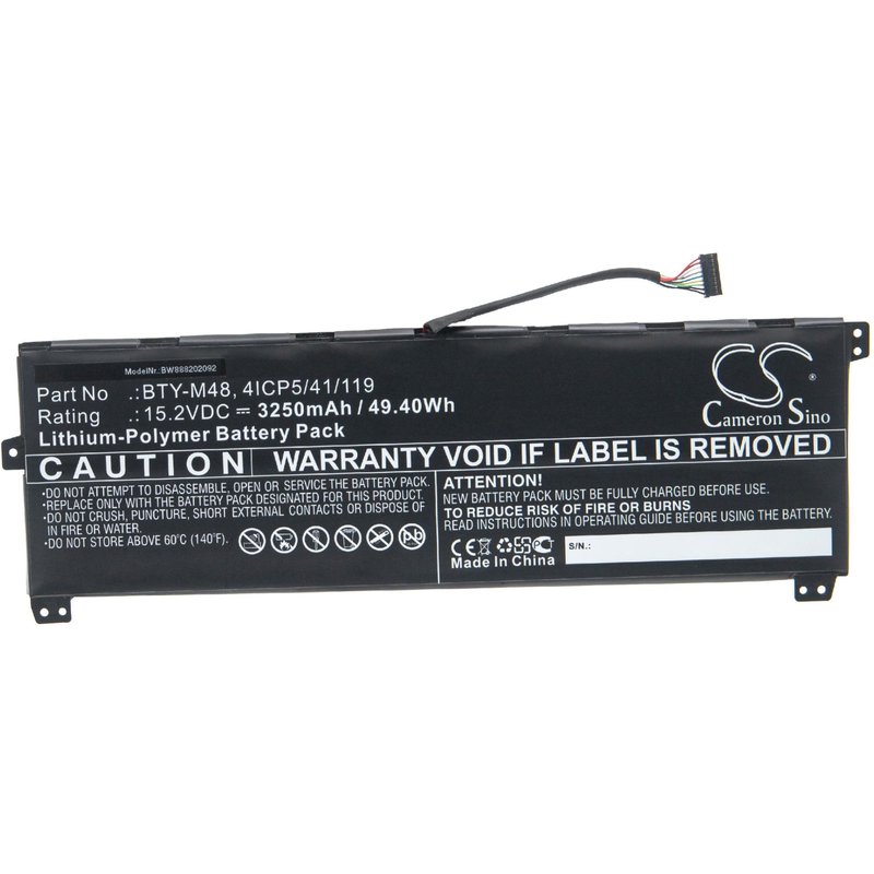 vhbw Batterie compatible avec MSI PS42 8RA-018TW, PS42 8RA-028PT, PS42 8RA-044VN ordinateur portable Notebook (3250mAh, 15,2V, Li-polymère)