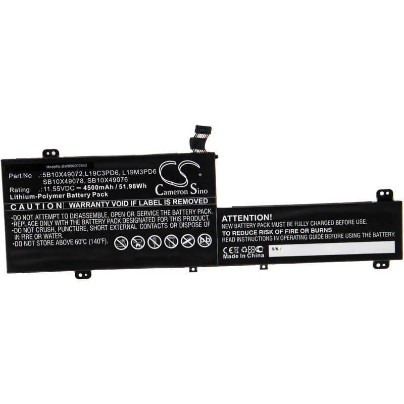 vhbw Batterie compatible avec Lenovo IdeaPad Flex 5-14IIL05 81X100CTAU ordinateur portable Notebook (4500mAh, 11.55V, Li-polymère)