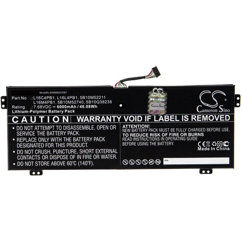 vhbw Batterie compatible avec Lenovo YG 720 13IKB I7 16G 256G 10H-81C30013AU ordinateur portable Notebook (6000mAh, 7.68V, Li-polymère)