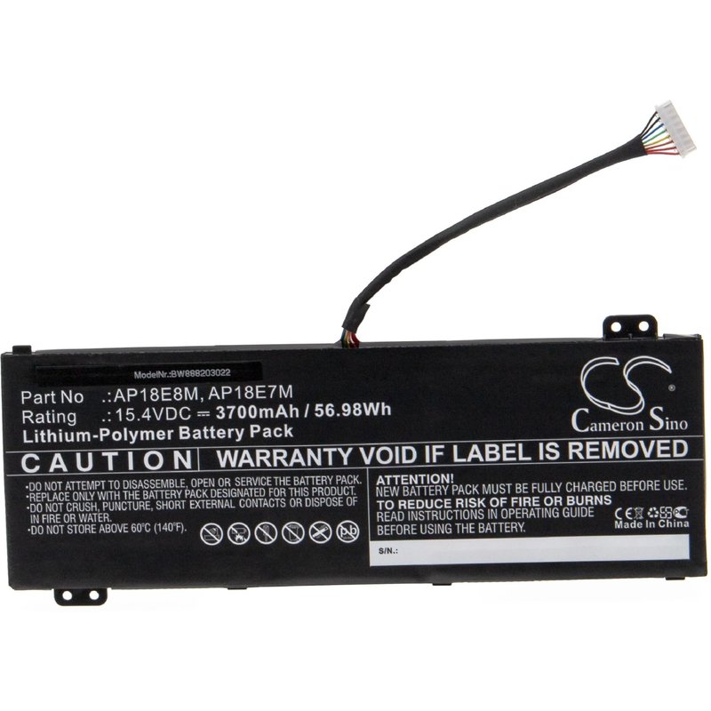 vhbw Batterie compatible avec Acer ConceptD 5 Pro CN515-71P-74W1, CN515-71P-74W2 ordinateur portable Notebook (3700mAh, 15,4V, Li-polymère)
