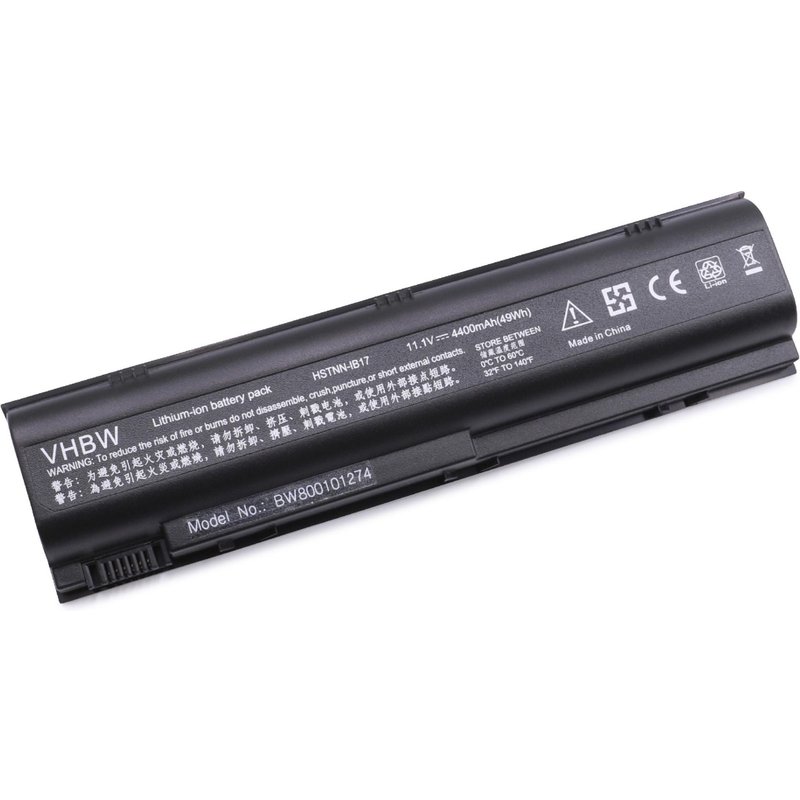vhbw Batterie compatible avec HP Compaq Pavilion DV1000, DV1700, DV4000, ZE2000, ZT4000 ordinateur portable (4400mAh, 10,8V, Li-ion)