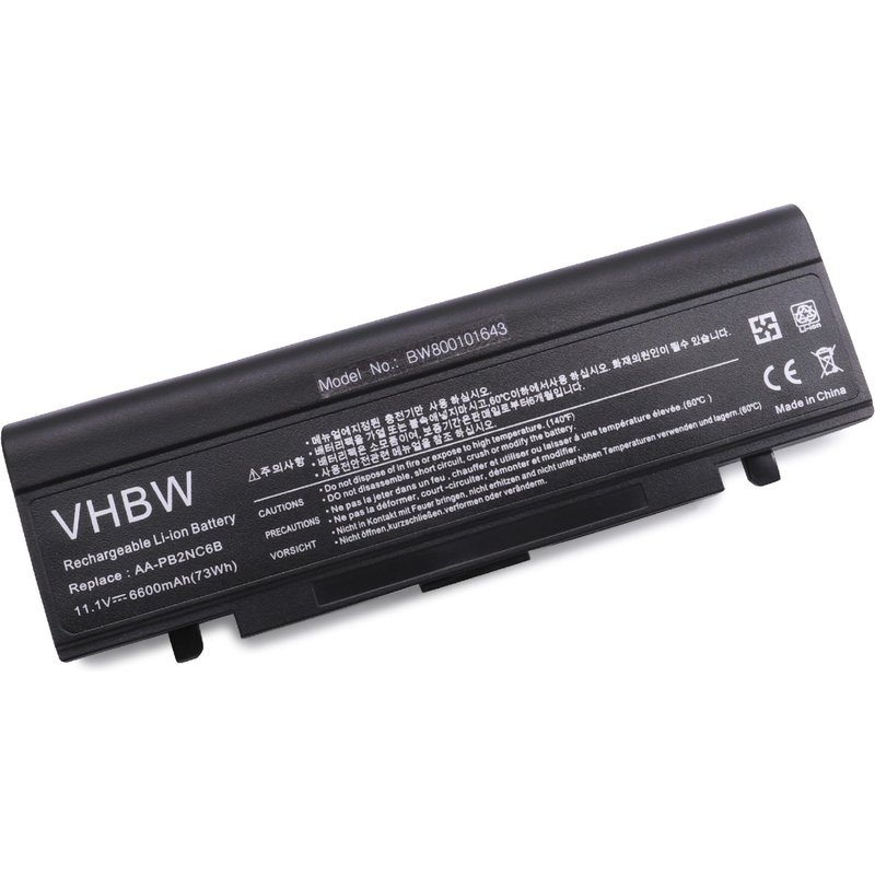 vhbw Batterie compatible avec Samsung R45-K02, R45 Pro 1730 Bizzlay, R45 Pro C1600 Buliena ordinateur portable Notebook (6600mAh, 11,1V, Li-ion)