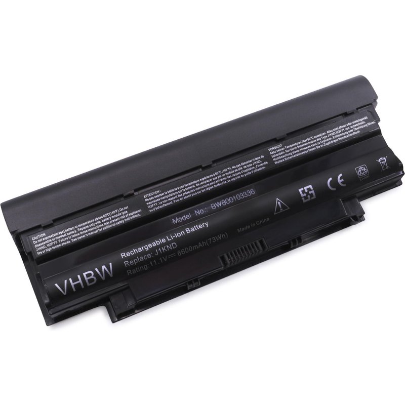 vhbw Batterie remplacement pour Dell GK2X6, HHWT1, JXFRP, P07F, P07F001, P07F002, P07F003, P08E pour ordinateur portable (6600mAh, 11,1V, Li-ion)