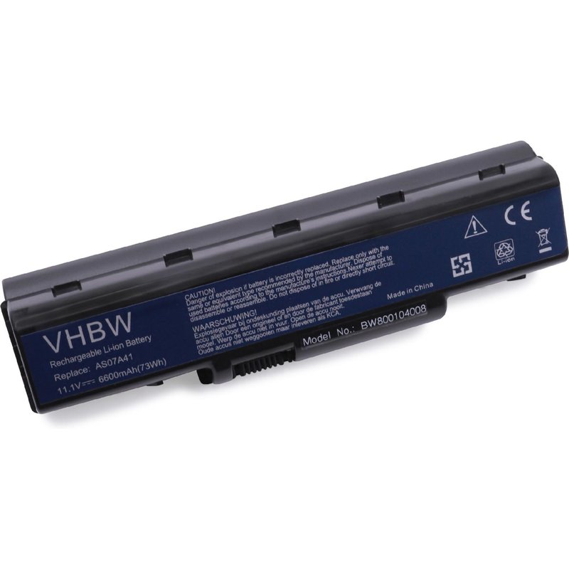 vhbw Batterie remplacement pour Acer BT.00603.036, BT.00604.022, BT.00605.018, BT.00607.012 pour ordinateur portable (6600mAh, 11,1V, Li-ion)