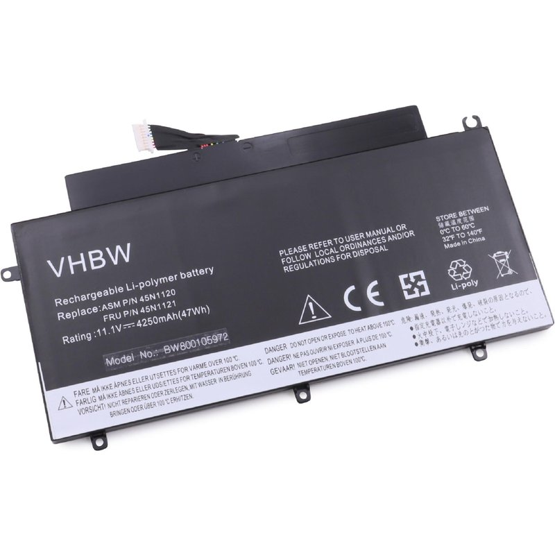 vhbw Batterie remplacement pour Lenovo 45N1120, 45N1121, 45N1122, 45N1123 pour ordinateur portable (4250mAh, 11,1V, Li-ion)