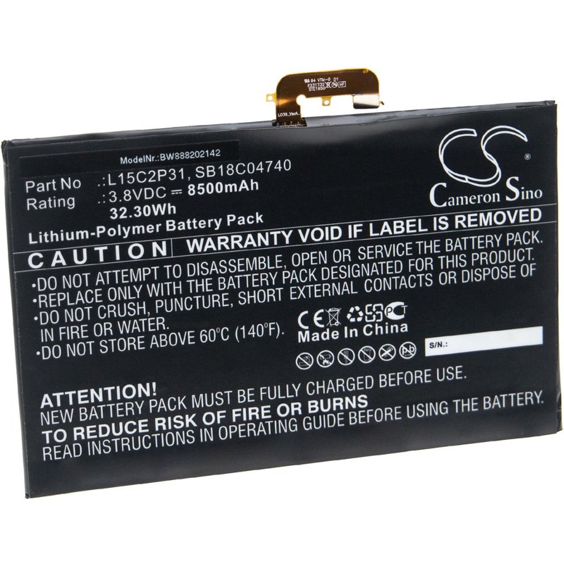 vhbw Batterie remplacement pour Lenovo L15C2P31, SB18C04740 pour laptop (8500mAh, 3,8V, Li-polymère)